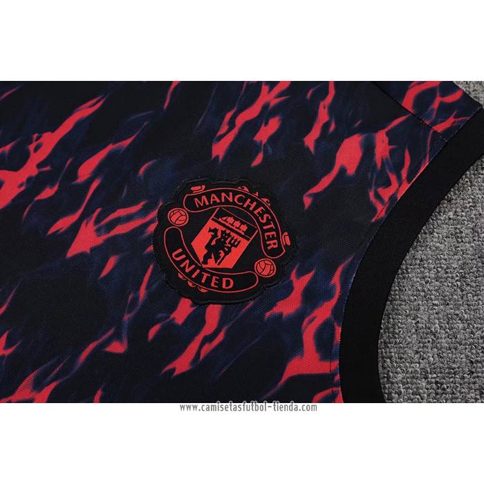 Camiseta de Entrenamiento Manchester United 2022 2023 Sin Mangas Negro y Rojo